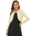 thumbnail image 1 of INSPIRE CHIC Cardigan Boléro Court Élégant Uni à Ourlet Arrondi à Manches Longues pour Femme Beige TP, 1 of 5