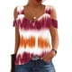 thumbnail image 1 of Fiudx Ropa de Mujer Blusas Plegables con Cuello En V para Mujer, Camisas con Hombros Descubiertos, Top de Manga Corta Estampado, 1 of 5