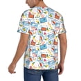 thumbnail image 2 of Zufioo Summer Stamp Print Men's Baseball Short Sleeve, Moisture Wicking Button-Down Hip Hop Tee-Large, 2 of 7