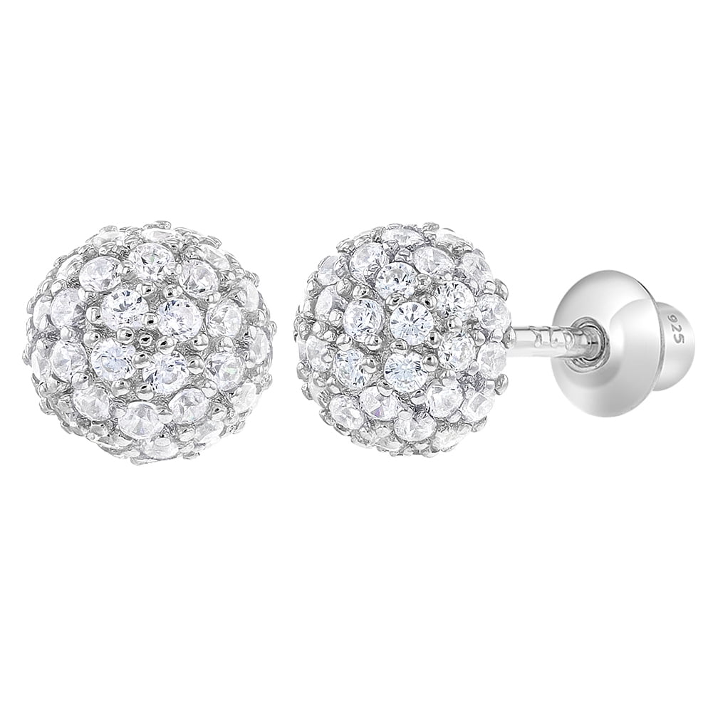 Sunshine-T 925 Sterling Silver Women Stud Earrings 12 Color Cubic Zircon Earrings Girls Jewelry