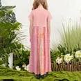 thumbnail image 5 of SGFCWSX Girls Short Sleeve Maxi Dress Teens Crewneck Casual Floral Print A-Line Dress with Pockets for Summer Vacation Wear Pink Size 13-14 Years, 5 of 5