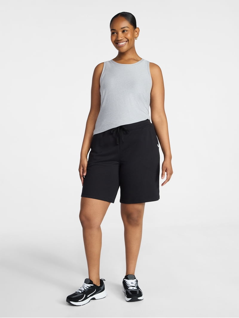 Athletic Works French Terry Bermuda Shorts for Women, 9 Inch