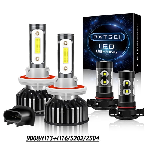 For Dodge Challenger 2011-2014 - Pack of 4 White 9008/H13 LED Headlight+5202 Fog Light Bulbs Kits f2