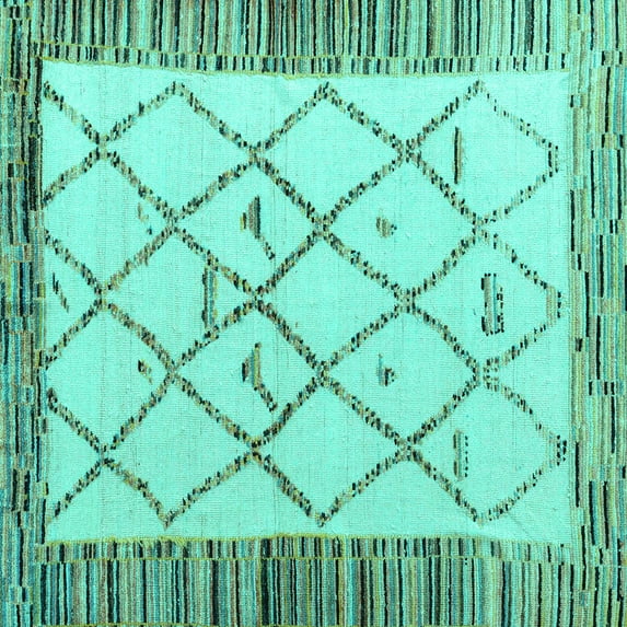 Ahgly Company Indoor Square Solid Turquoise Blue Modern Area Rugs, 5' Square