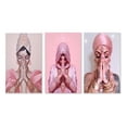 thumbnail image 2 of Designart "Namaste Mudra Retro Glamour and Spirituality II" Hinduisim Wall Art Set Of 3 - Traditional Pink Gallery Wall Set For Home Decor, 2 of 6