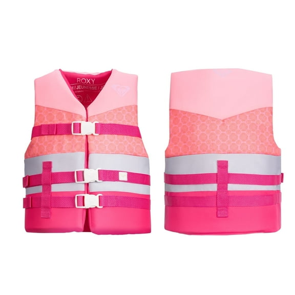 ROXY USCG Approved Teen & Youth Life Vest PFD, Light-Weight EPE Foam and Drain Holes, Three Belts with Quick-Release Buckles for Fishing, Boating & Kayaking