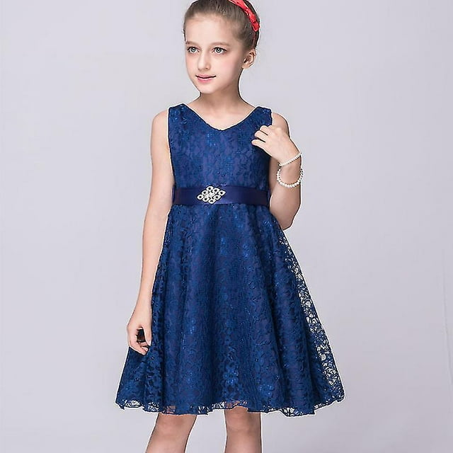 Vestido de encaje sin mangas para niñas, vestido formal de boda, vestido de fiesta, vestidos de swing