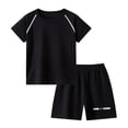 thumbnail image 6 of Toddler Boy Outfits Athletic Solid Print Short Sleeve Crew Neck T-Shirt Top And Shorts 2 Piece Daily Wear Boys' Clothing Sets Size 3-4 Years, 6 of 9