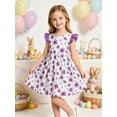 thumbnail image 3 of Lanbubble Toddler Girl Dresses Back Bowknot Sunflowers Ruffled Sleeve Dress Casual Sundress 6-7 Years, 3 of 8
