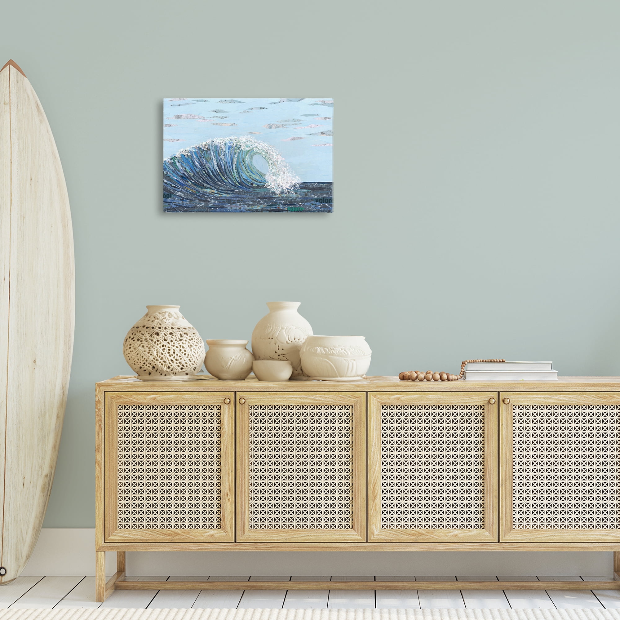 Stupell Industries Big Kahuna Wave Landscape Painting Gallery Wrapped Canvas Art Print Wall Art, 24 x 16