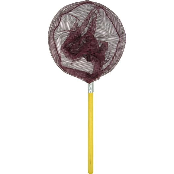 Hawaiian Angler 12" Red Net, Round Hoop, Wooden Handled Scoop Net