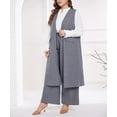 thumbnail image 3 of AURA Women Plus Size Blazer Set Solid Color 2 Piece Suit Cropped Pants 0XL-4XL, 3 of 7