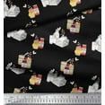 thumbnail image 2 of Soimoi Black Cotton Voile Fabric Peanut Butter & Milk Bottle Kitchen Printed Fabric 1 Yard 42 Inch Wide, 2 of 3