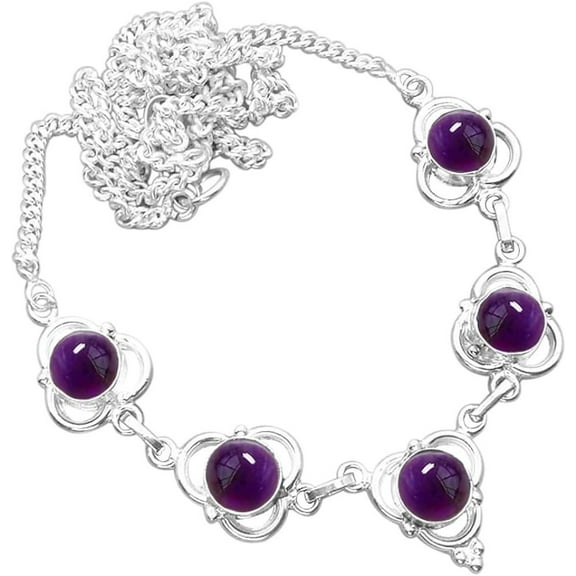 925 Silver Plated 9.50ctw Genuine Amethyst Necklace