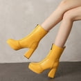 thumbnail image 7 of Xfvqtps Womens Fashion Chunky Heel Ankle Boots with Side Zipper Suede Pointed Toe Booties for Fall Winter Comfortable Dress Casual Boots for Women Yellow, 7 of 7