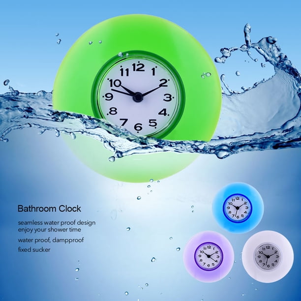 TKSE Horloge Murale De Salle De Bain Étanche – Horloge Numérique Blanche Résistante à L'Eau, Silencieuse Pour Douche, Petite Horloge Suspendue Pratique