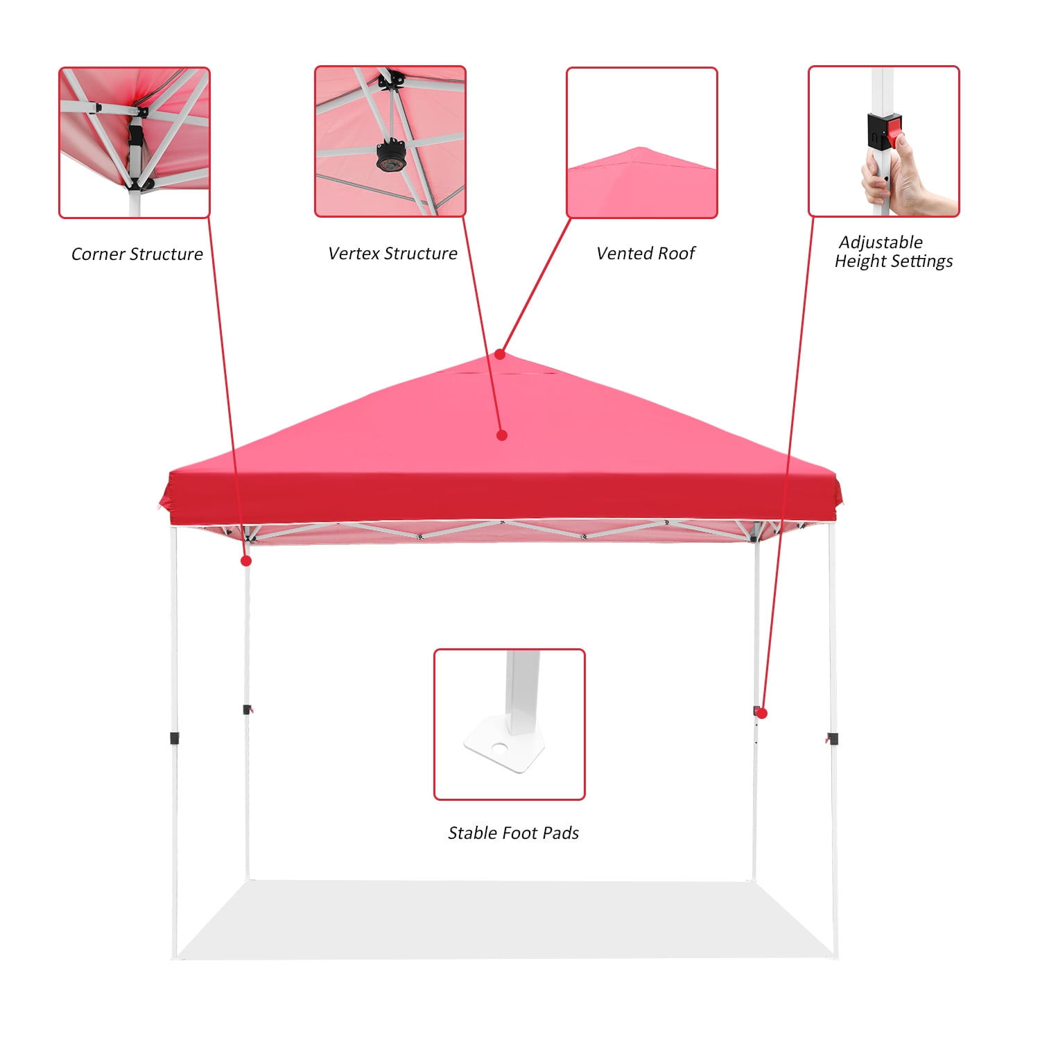  Oneofics Canopy Tent, 10X10 FT Pop Up Canopy Outdoor Instant  Tent Slant Legs with Carrying Bag, Portable Gazebo Shelter for Patio Deck  Garden and Beach - 8X8 FT Canopy Cover 