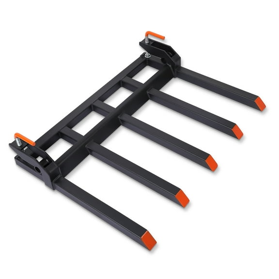 EastVita Heavy Duty Clamp-on Debris Forks for 48" Bucket,5 Tine Pallet Attachments,2500 lbs Capacity for Tractor Skid Steer Loaders