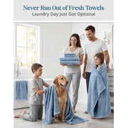 Casa Platino 100% Ring Spun Cotton Bath Towel Set of 24 - 2 Bath Sheets, 2 Gym Towel, 2 Bath, 4 Fingertip, 6 Hand, 8 Washcloths, Quick-Dry, Ideal for Spa, Daily Use - Cerulean Blue