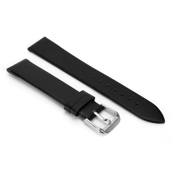 NFTIGB PU Leather Universal Unisex Pin Buckle Replacement Watch Band Strap, 19mm (0.75 inches / 1.9 cm), Ultra-Thin Plain Pattern, Black