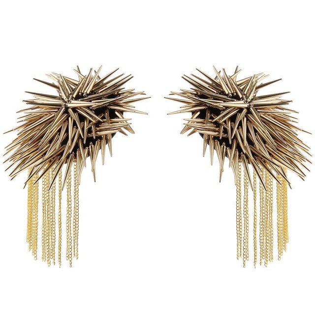 1 Par Punk Rock Rivet Tassel Chain Epaulet Shoulder Boards Badge Gold Sunnimix traje de charreteras de hombro