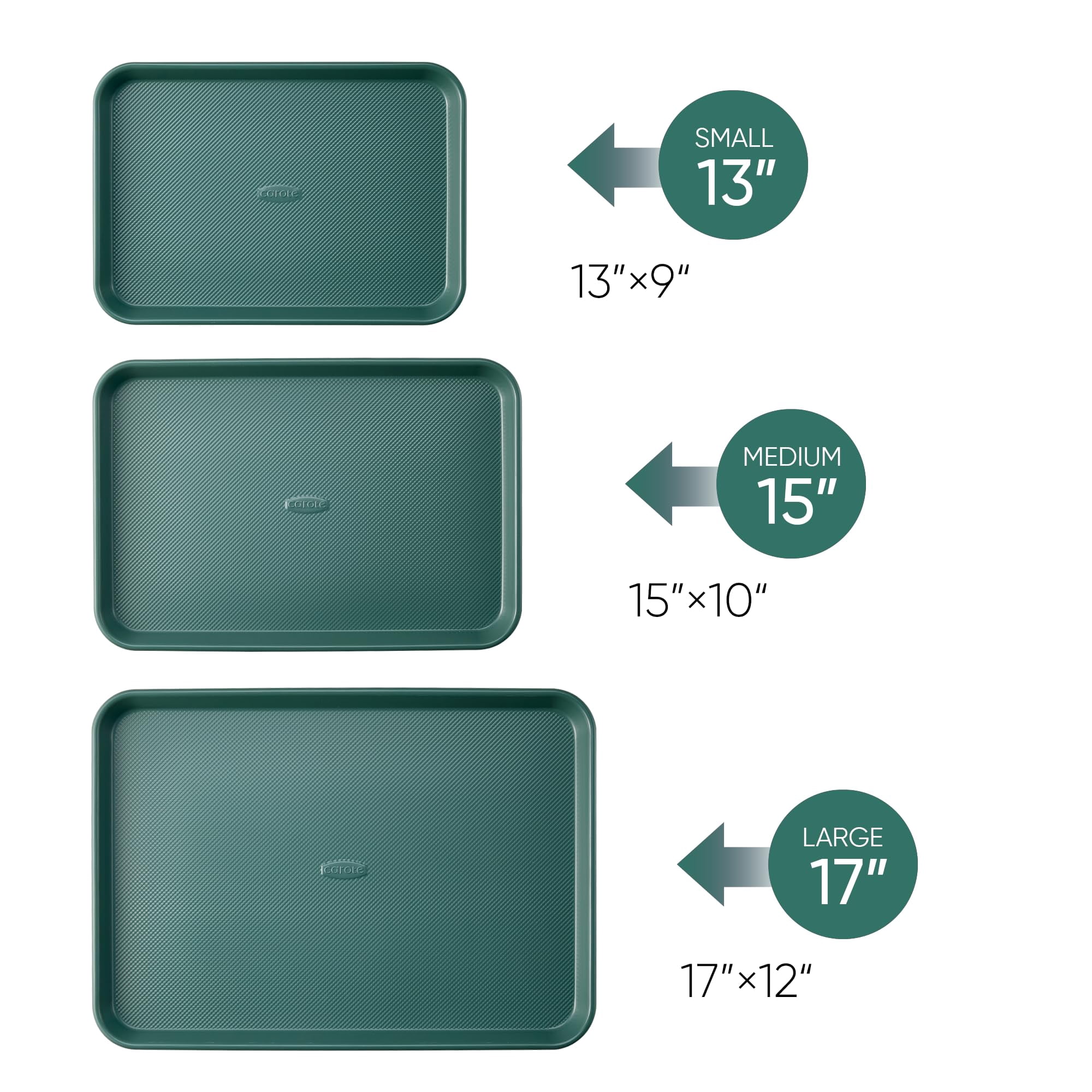 3-Piece Baking Pan Set - Bakeware Set, Baking Sheet Set Including 13 Inch 15 Inch 17 Inch Sheet Pan, Cookie Sheet for Baking, Deep Olive Green
