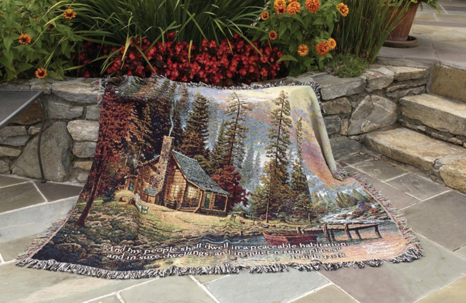 Thomas Kinkade A Peaceful Retreat Bible Verse Tapestry Throw Blanket 50