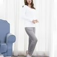 thumbnail image 3 of ChaoHeng 3/4 Sleeve Shirts for Women Fall Clothes Fall,Women Solid Color Round Neck Long Sleeve Top With Chest Pad Trousers Home Wear Set,Gray,XL, 3 of 8