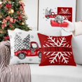 thumbnail image 3 of Christmas Tree Truck Decorations Pillow Covers 18x18 Set of 2, Cotton Linen Reversible Throw Pillows Covers for Outdoor Couch Sofa Living Room, Buffalo Plaid Snowflake Couch Pillows Cushion Cover, 3 of 6