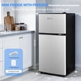 thumbnail image 6 of OSTBA Mini Fridge with Freezer - 3.2 Cu.ft 2-Door Upright Freezer, Compact Refrigerator with 2 Removable Shelves 7 Level Adjustable Thermostat, Removable Shelves for Bedroom Office Apartment, Silver, 6 of 8