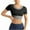 Black, variant on Womens Color Block Crop Blouse Crew Neck Design Moisture Wicking Fabric Relaxed Silhouette for Active Wear Black M