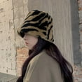 thumbnail image 4 of Retro Fisherman Hat Leopard Print Bucket Hat Autumn And Winter Thick Warm Hat, 4 of 5