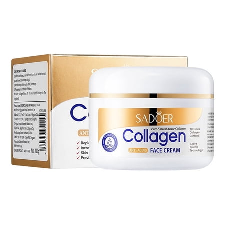 SADOER Collagen Creeam Wrinkle Removal Face Creeam To Lighten Fine Lines 100g/3.5oz - Deep Hydration & Anti-Aging Skincare for Dry and Mature Skin