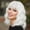 60#, variant on Blue Short Wavy Wigs with Bangs Royal Blue Curly Bob Wig Shoulder Length 14Inch Synthetic Hair Wig for Women Heat Resistant Synthetic Colorful Wigs for Daily Party Halloween Cosplay Use(517#Blue)