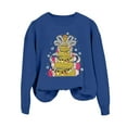 thumbnail image 4 of Fiaer Women's Sweatshirts Christmas Tree Bow Funny Graphic Long Sleeve Pullover Plus Size Crew Neck Cozy Fall Xmas Tops Blue XL, 4 of 4