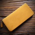 thumbnail image 1 of Cartera vintage de cuero genuino para hombre, cartera larga de piel de vaca con cremallera, cartera de mano de cuero de Caballo Loco, bolso informal de moda para jóvenes, 1 of 5