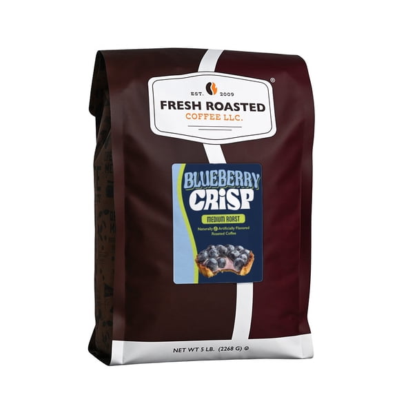 Fresh Roasted Coffee, Blueberry Crisp Flavored Coffee  Whole Bean, 80 oz 5 lbs