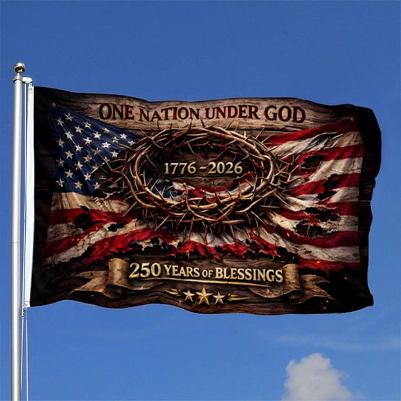 Bayyon One Nation Under God Flag, Semiquincentennial 250th Anniversary Flag, 250 Years of Blessing Banner with Grommets 3x5Feet Man cave Decor 8