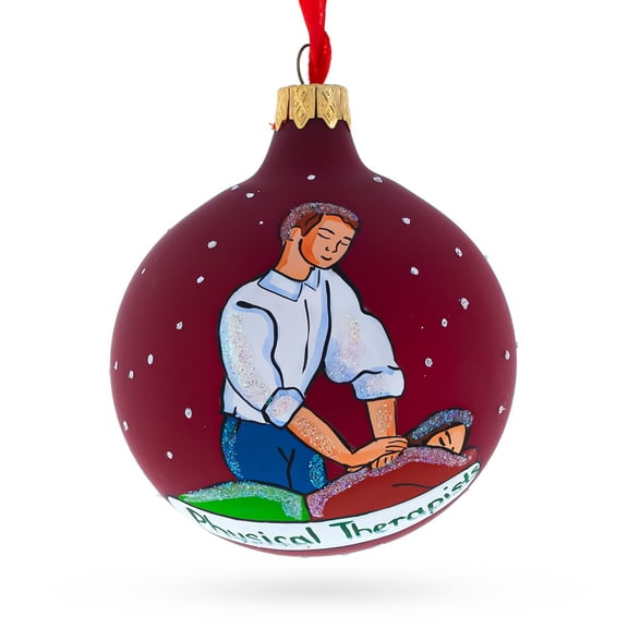Physical Therapist Glass Ball Christmas Ornament 3.25 Inches