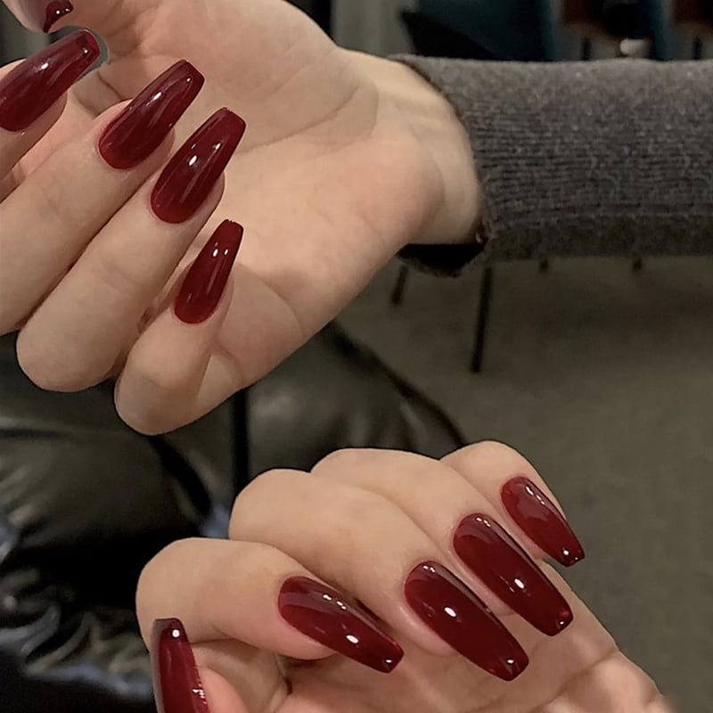 Burgundy 2024 coffin nails