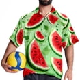 thumbnail image 4 of Watermelon Men's Short Sleeve Spread Collar Poplin Button Down Casual Printed Summer Beach Unisex Shirts, 4 of 6