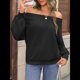 thumbnail image 5 of Sudadera Holgada Informal de Larga con Hombros Descubiertos para Mujer, Estilo Jersey de Otoño Negro XL, 5 of 8
