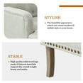 thumbnail image 6 of Wooden Comfy Armchair Nailhead Trim Carved Legs Tufted Back Home Living Room Light Grey, 6 of 6