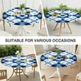 thumbnail image 7 of Blue White Tie Dye Mandala Pattern Round Fitted Tablecloth with Elastic Edge,Dining Table Cover Waterproof,Outdoor Round Tablecloth for Camping,Dining,Indoor and Outdoor, 7 of 7