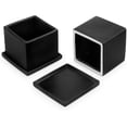 thumbnail image 3 of MyGift Set of 2 Square Matte Black Ceramic Planter Pots with Saucers, 3 of 7