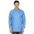 thumbnail image 1 of Kurta Courte en Coton pour Hommes Robe Mode Indienne Vêtements (Bleu, G), 1 of 5