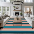 thumbnail image 4 of Blue Pink Striped Area Rug 6x9 Washable Rug Non Slip Farmhouse Stripe Large Area Rug Soft Stainresistant Indoor Floor Carpet for Living Room Bedroom Home Office Dining Room Nursery, 4 of 8