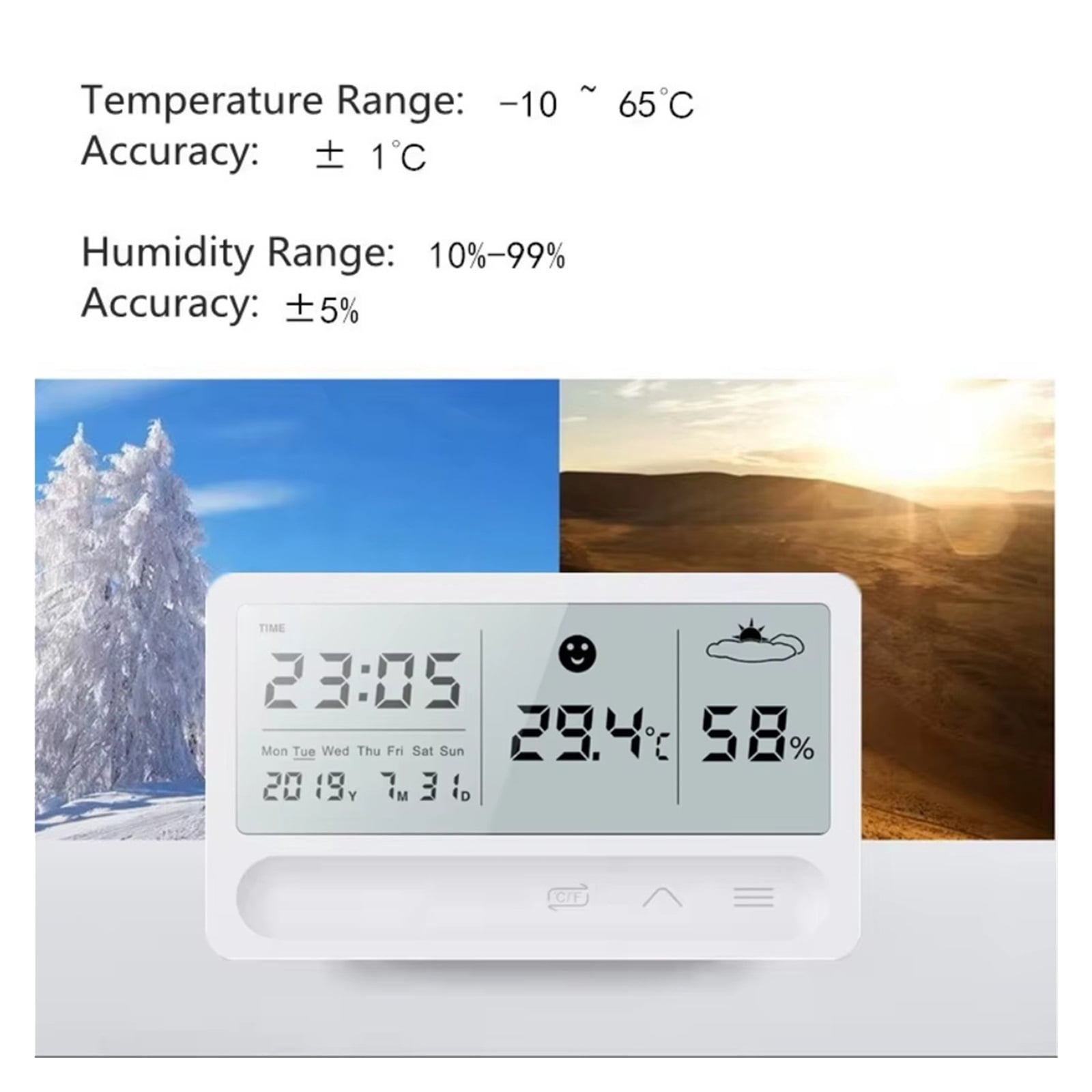 Weather Station Indoor Multi-function Humidity Meter Hygrometer Smart Monitor Home Office Clock ,Real-Time