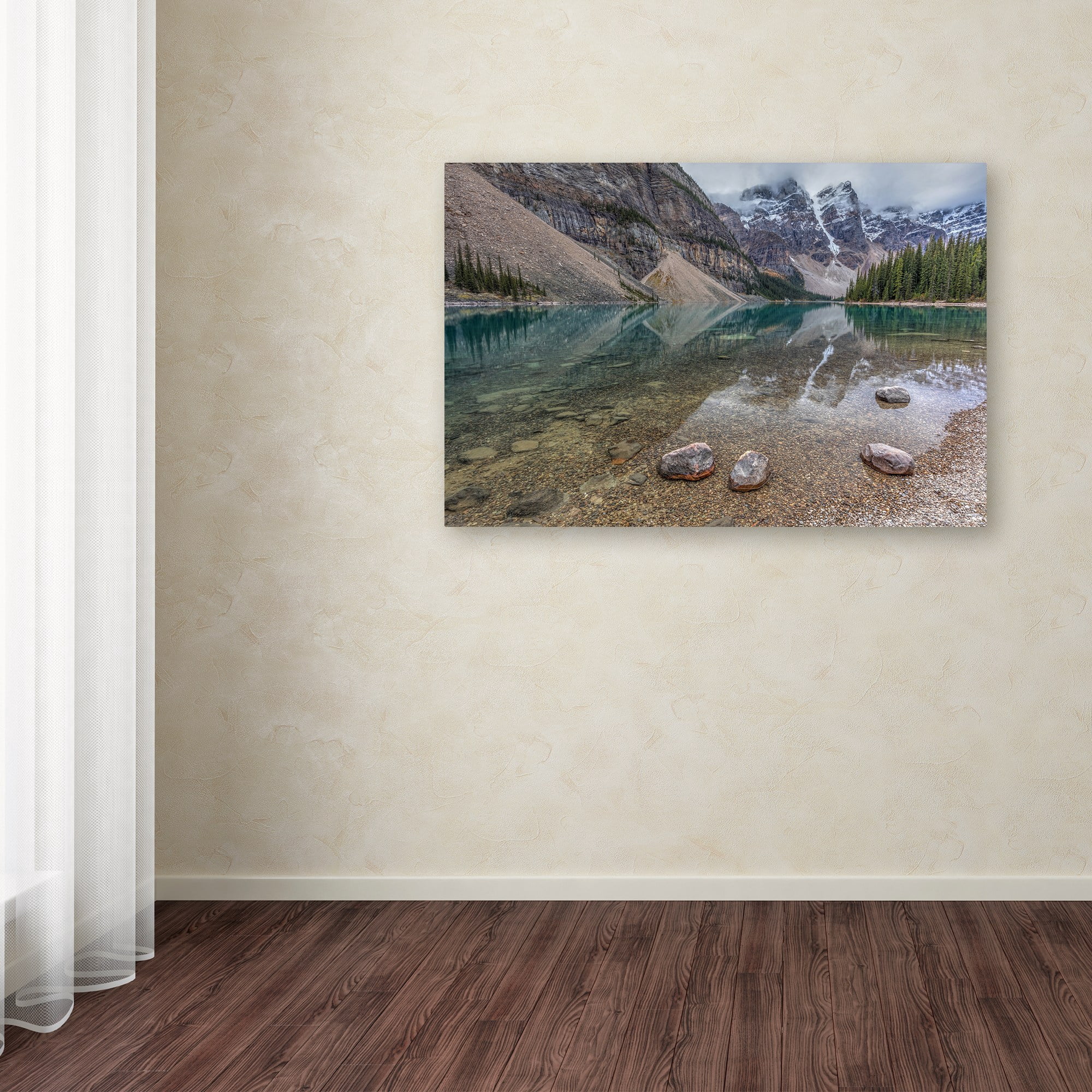 Trademark Fine Art 'Calm Moraine Lake ' Canvas Art by Pierre Leclerc