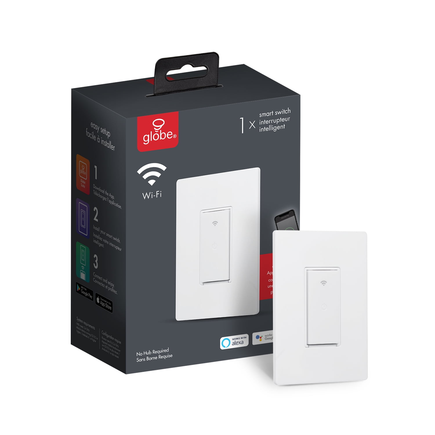 Globe Electric WiFi Smart White On/Off Switch, No Hub Required, Voice